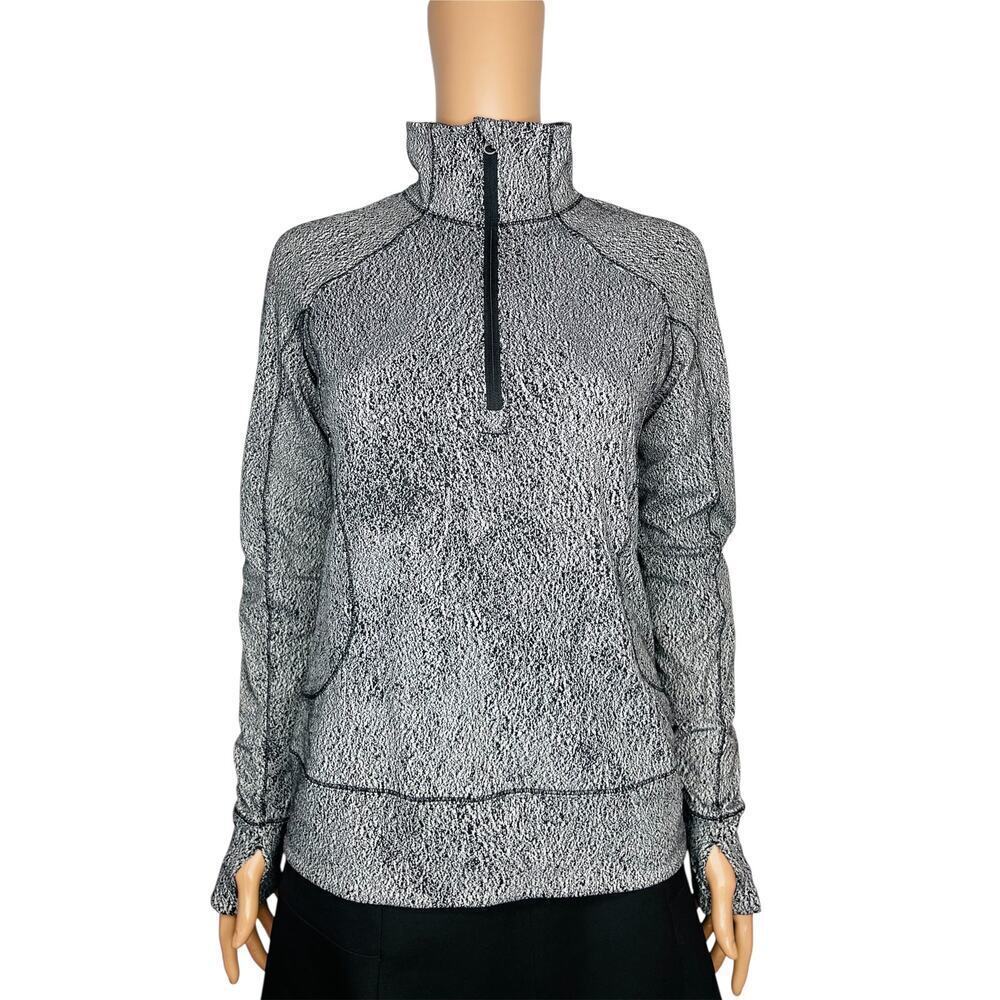 Lululemon Rush Hour 1/2 Zip Luon Spray Jacquard White Black Pullover size 8 Run - Picture 3 of 10
